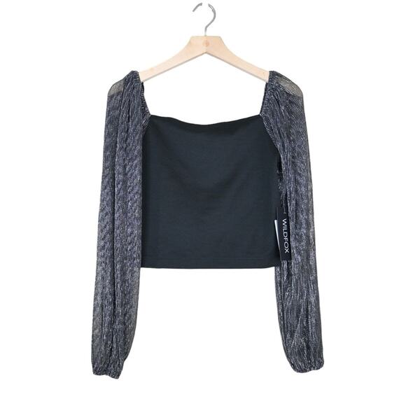 Wildfox Womens M Benicia Long Sleeve Top in Black NEW - Picture 2 of 13